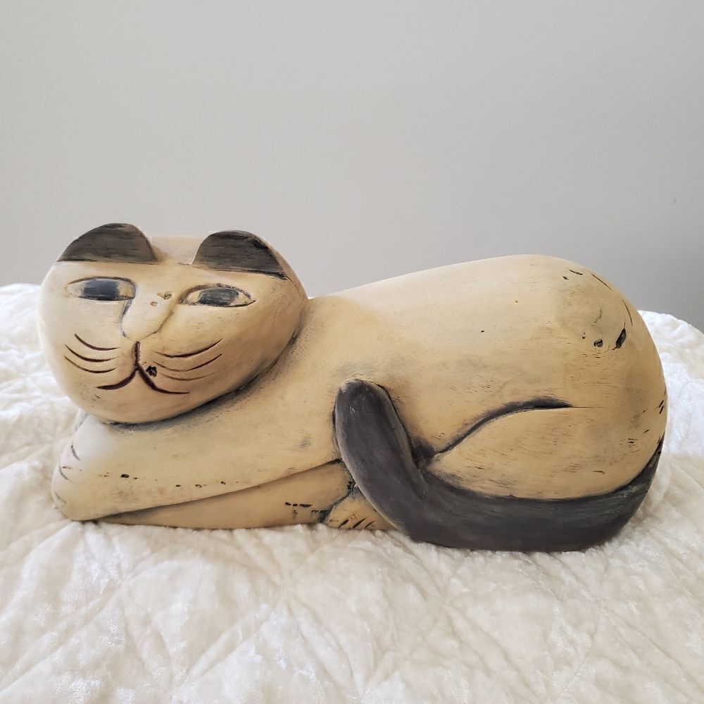 Hand Carve Wood Cat‎